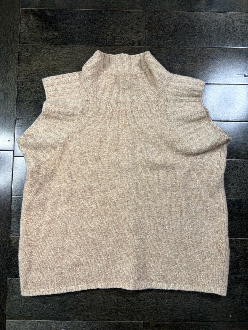 Marisa DGH Made in Italy Beige Wool Blend Mock Neck Sweater Vest Size 40